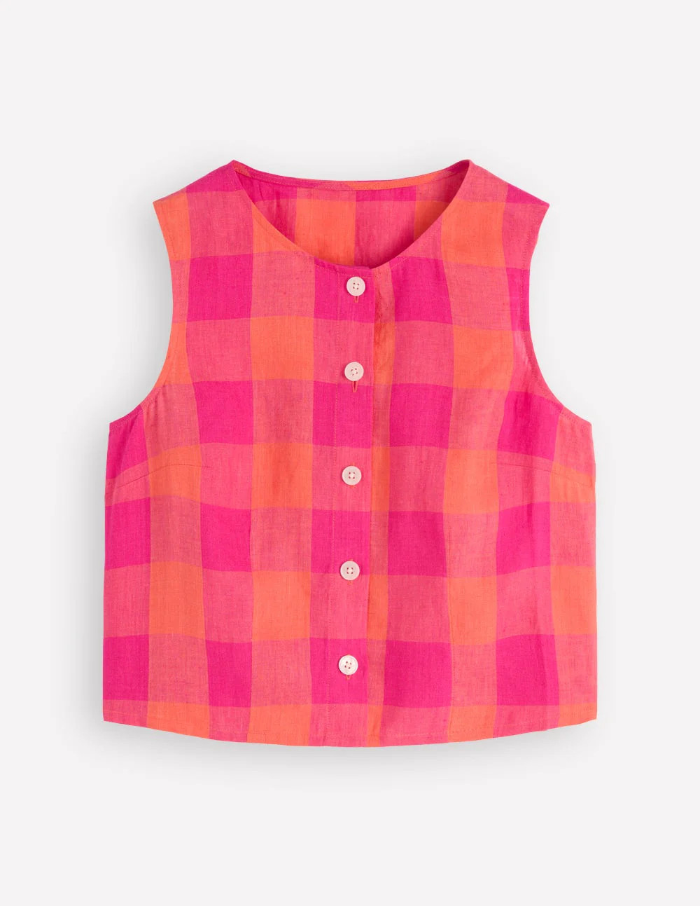 Andrea Linen Shell Top-Zesty Orange, Pink Gingham | Boden (US)