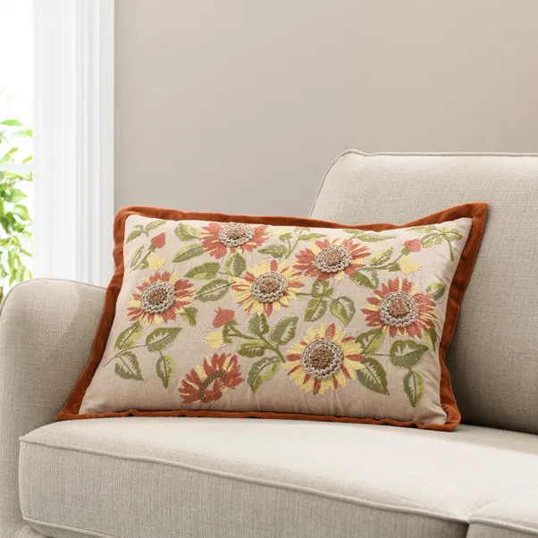 Sunflower Embroidered Cushion | Dunelm (migrated)