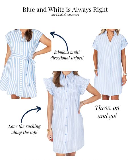 Throw in and go dresses in summer’s most classic pattern and color. You can go wrong with a light blue and white stripe! 

#LTKStyleTip #LTKFindsUnder100