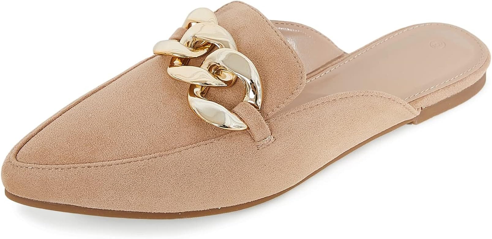 Juliet Holy Womens Mules Flats Pointed Toe Backless Loafers Slip on Metal Chain Slides | Amazon (US)