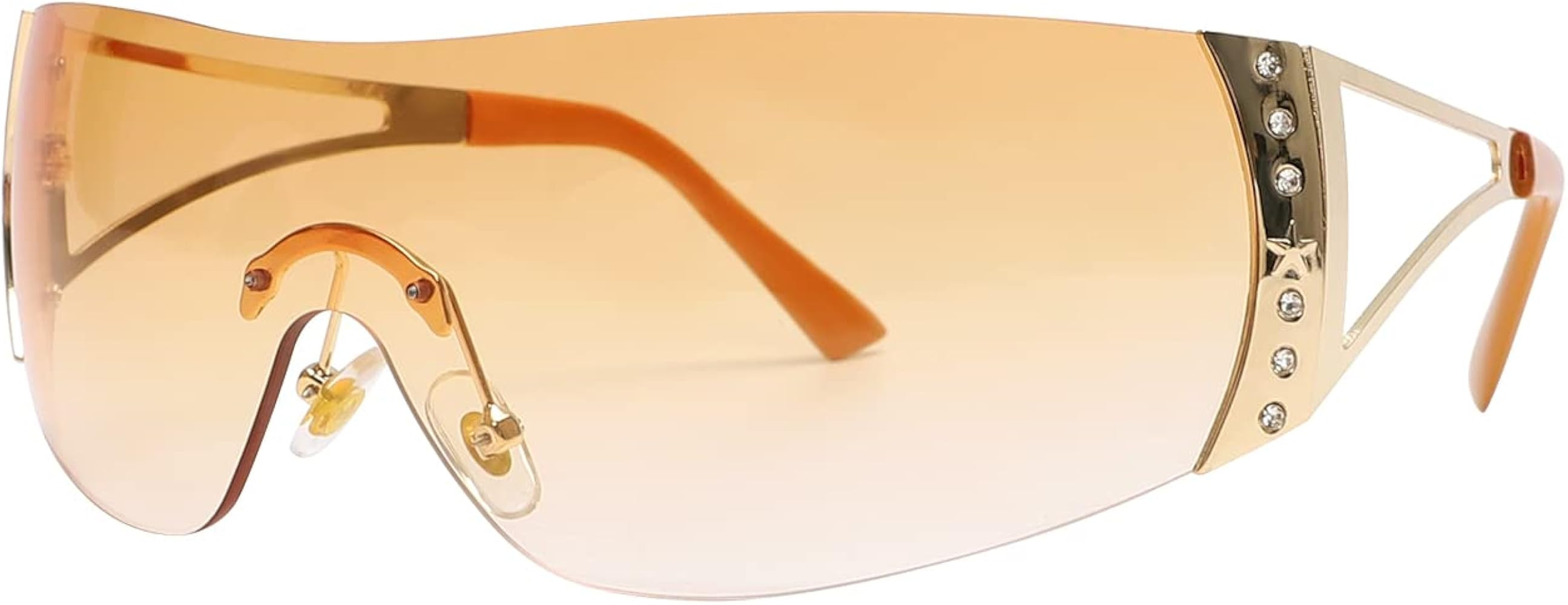 Wrap Around Y2K Sunglasses for Women Men Shield Flat Top Sunglasses Futuristic Frameless Gradient... | Amazon (US)