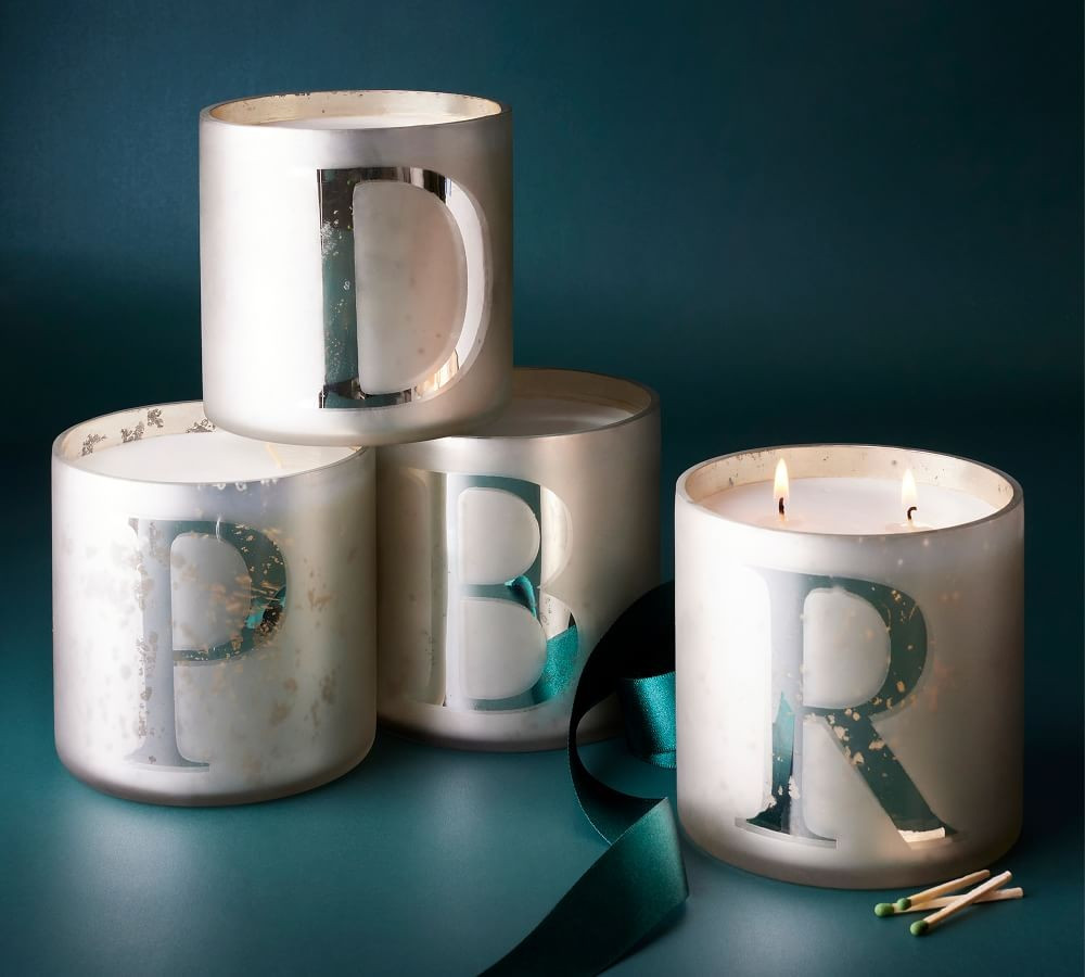 Alphabet Mercury Glass Scented Candles - Frosted Pine | Pottery Barn (US)