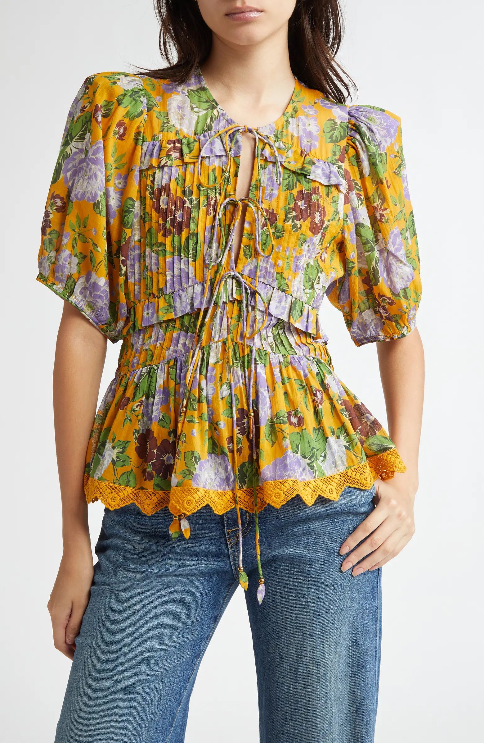 Floral Tie Front Top | Nordstrom