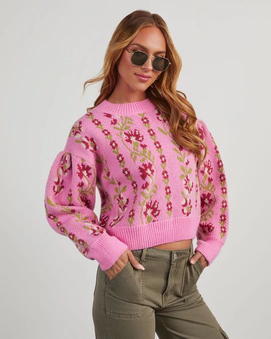Adalia Floral Knit Sweater | VICI Collection