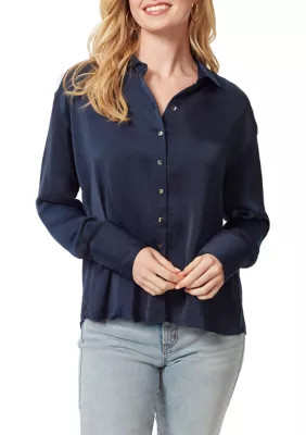 Jessica Simpson Women's Bodie Blouse, Navy Blue, XS | Belk