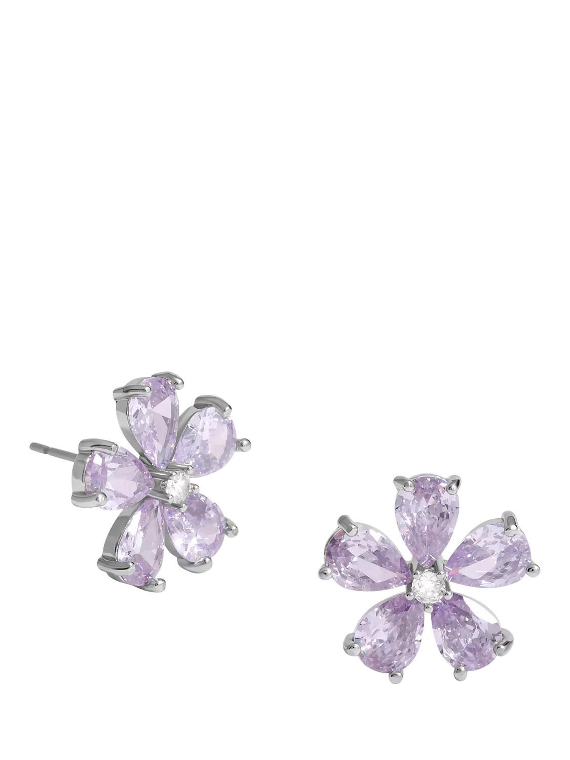 Jon Richard Floral Stud Earrings, Silver/Lavender | John Lewis (UK)