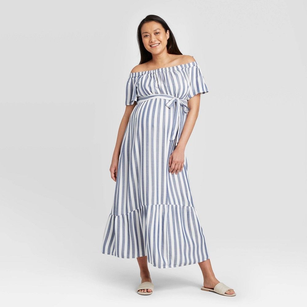 Striped Short Sleeve Woven Maternity Dress - Isabel Maternity by Ingrid & Isabel Blue/White XS, Wome | Target