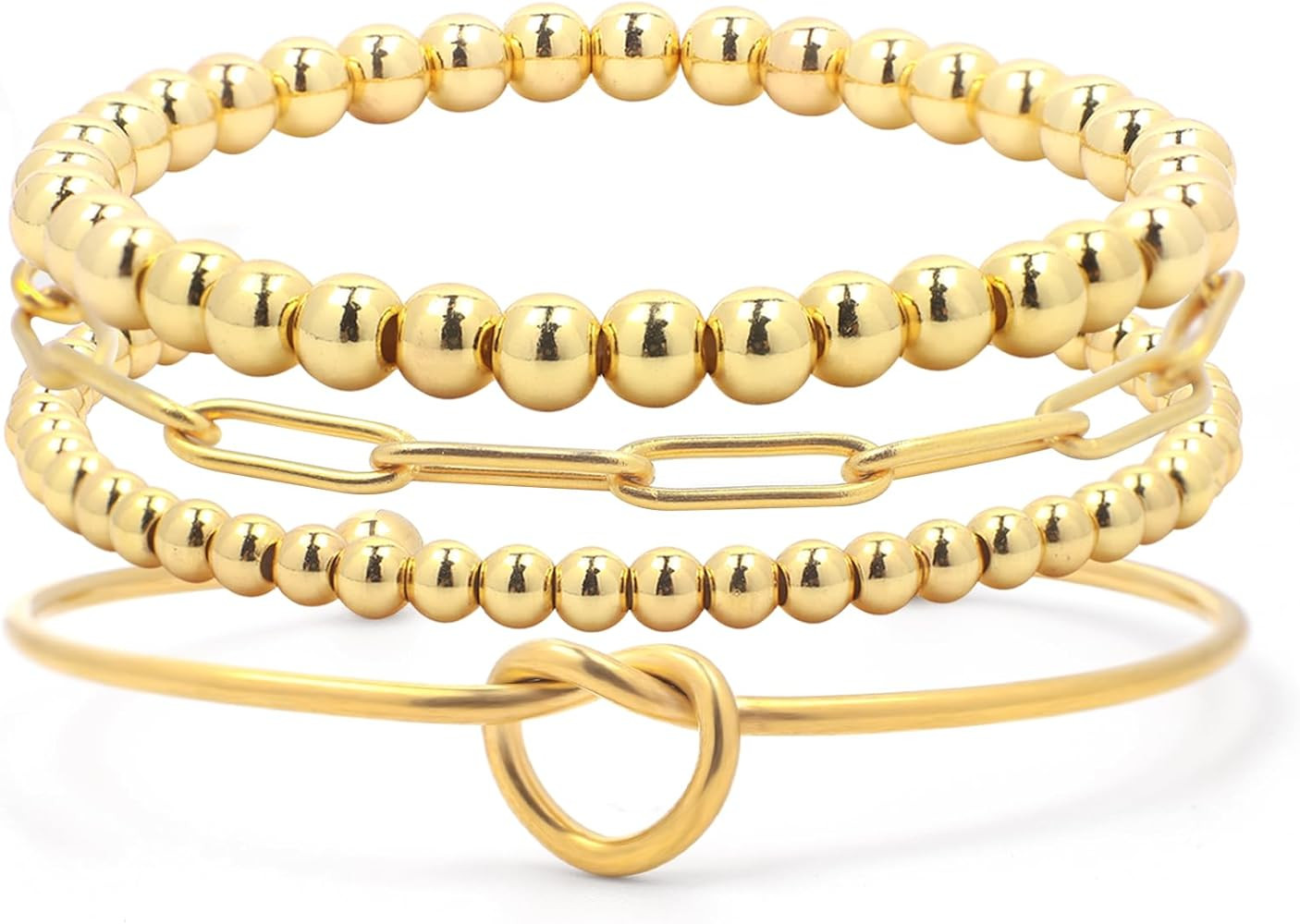 Gold Bracelet Stack Bracelets For Women Trendy Gold Natural Stone Beaded Bracelets Stackable Brac... | Amazon (US)