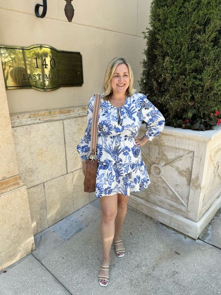 A summer dress and sandals is my favorite summer outfit!  

Blue and white dress, mini dress.  This dress can be dressed up or down and worn on vacation, brunch, date night.

#LTKOver40 #LTKShoeCrush #LTKSeasonal