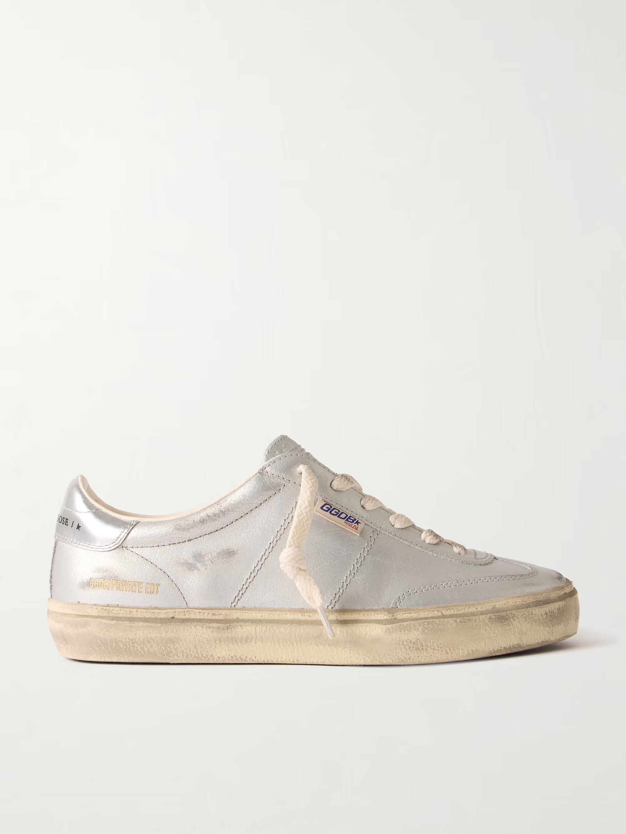 Soul-Star distressed metallic leather sneakers | NET-A-PORTER APAC