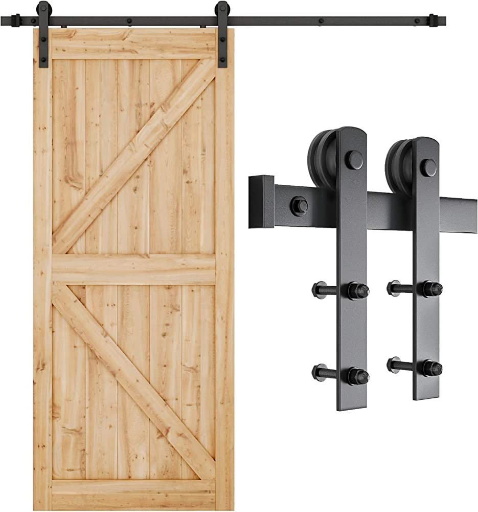 SMARTSTANDARD 6.6FT Barn Door Hardware kit, Barn Door Track, Sliding Door Hardware kit, Smoothly ... | Amazon (US)