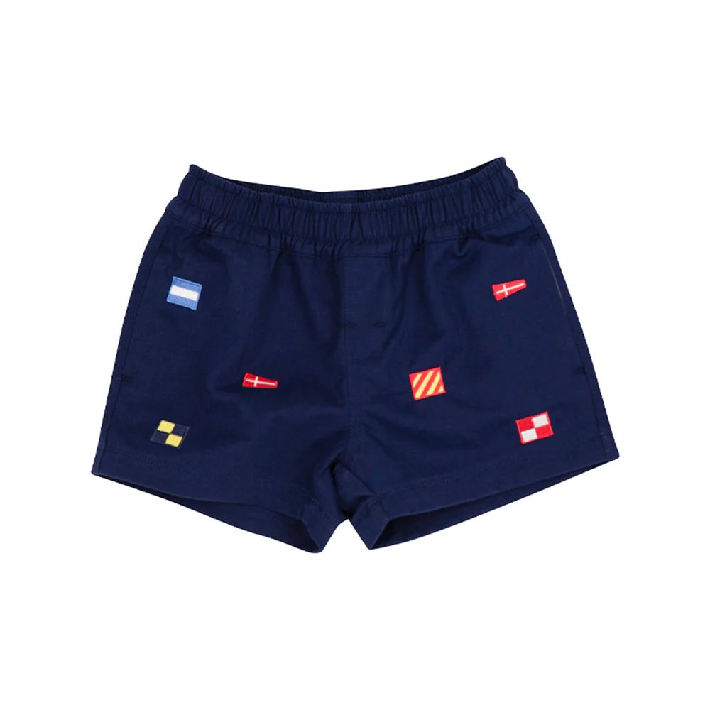 Critter Sheffield Shorts - Nantucket Navy with Flag Embroidery | The Beaufort Bonnet Company