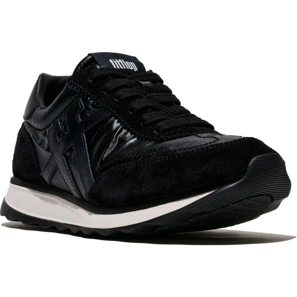 FitFlop Retro-Q Ff Met-Suede Sneakers in Black at Nordstrom, Size 5 | Nordstrom
