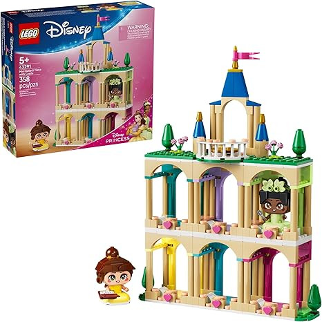 LEGO Disney Princess Mini Belle & Tiana with Castle Building Toy - Princess Toy Figures & Playset... | Amazon (US)