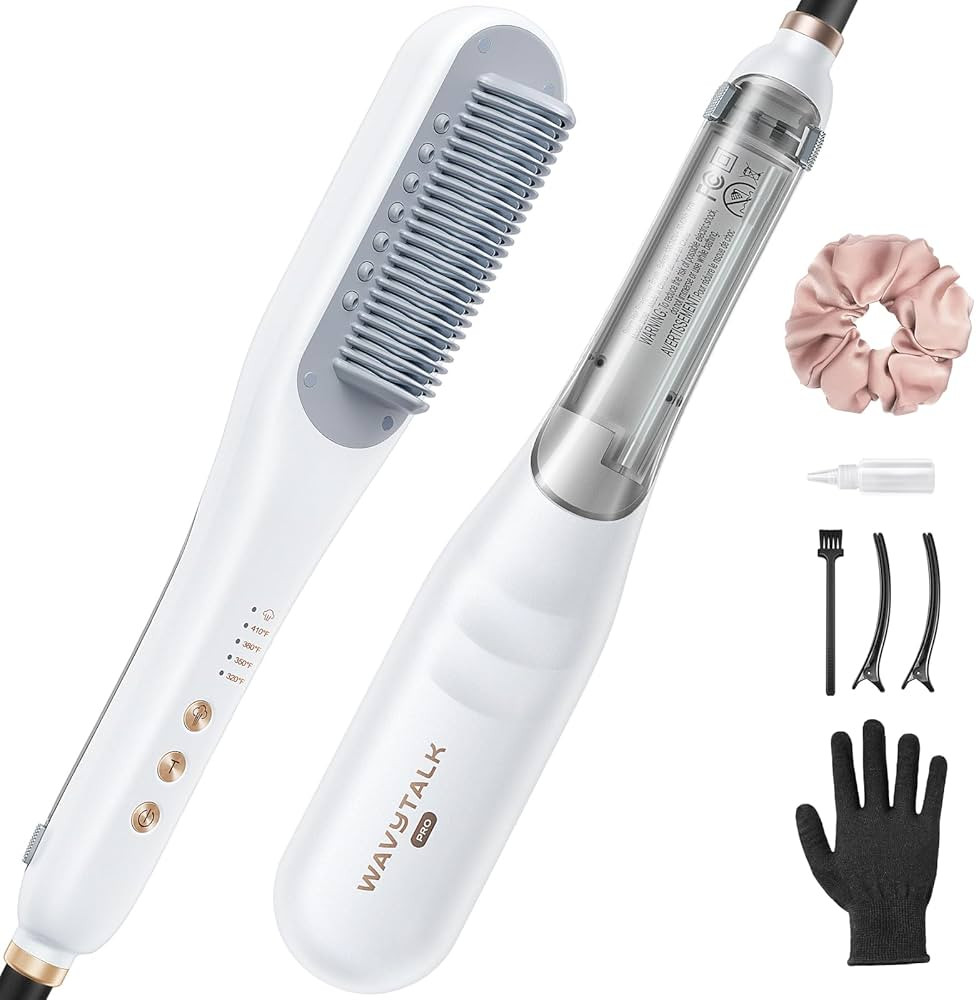 Wavytalk Pro Steam Hair Straightener Brush, Steamline Pro 3 in 1 Straightening Brush, Steam Reduc... | Amazon (US)