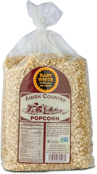 Amish Country Popcorn | 6 lb Bag | Baby White Popcorn Kernels | Small & Tender Popcorn | Old Fash... | Amazon (US)