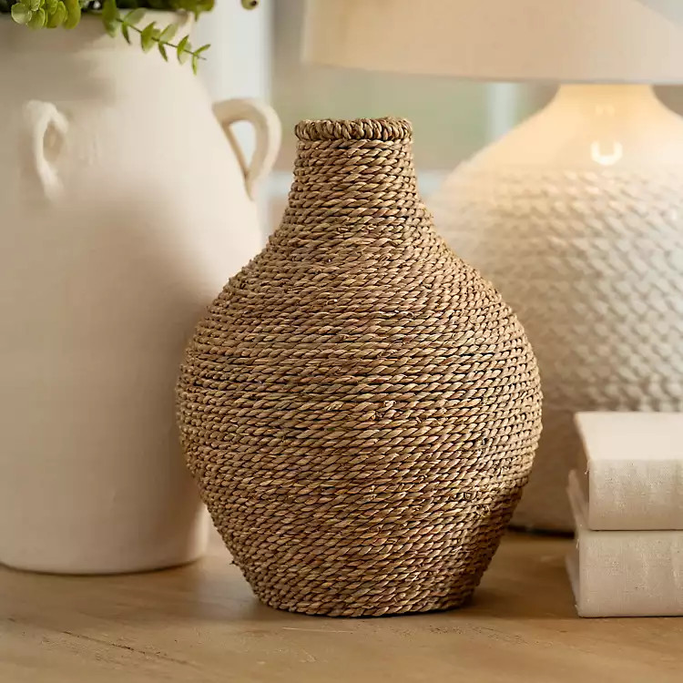 Round Natural Seagrass Woven Vase | Kirklands