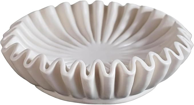 Scalloped Bowl Resin Decorative Tray Contemporary Decorative Bowl Resin Handicraft Fluted Ruffled... | Amazon (US)