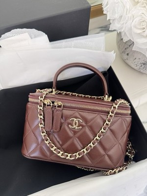 Chanel burgundy:brown Vanity Bag With Top Handel With Org Receipt | eBay US