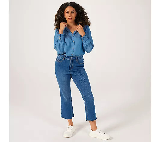 Dannii Minogue Frill Denim Shirt Petite - QVC UK | QVC UK