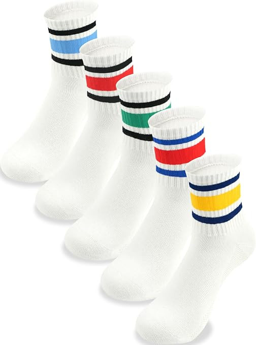 Kids Crew Socks 5 Pack For Boys Athletic Cotton Seamless Toe for 2-4, 4-6,6-8,8-10,10-12,12-14 Ye... | Amazon (US)