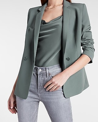 Supersoft Twill Double Breasted Blazer | Express