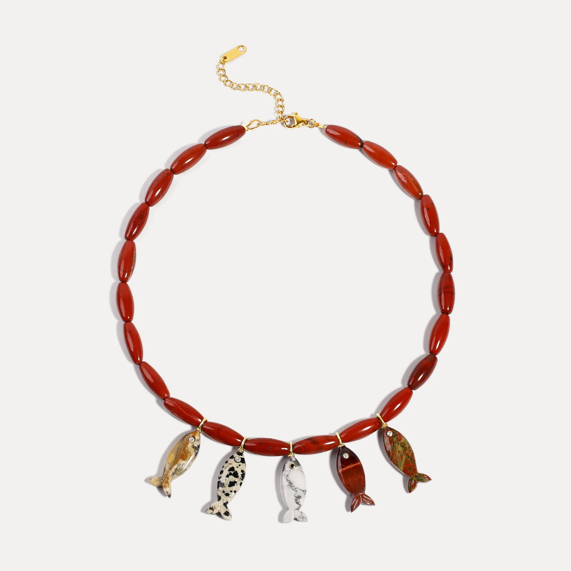 Red Jasper Multi Fish Necklace | Hannah B. Jewelry