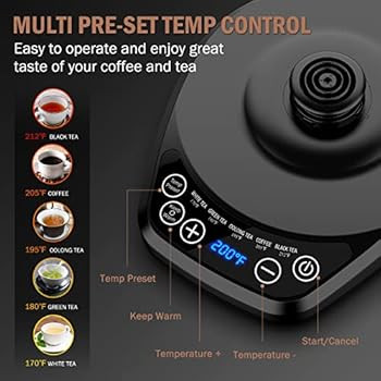 Electric Gooseneck Kettle Temperature Control & 5 Variable Presets, Pour-Over Tea Kettle for Coff... | Amazon (US)