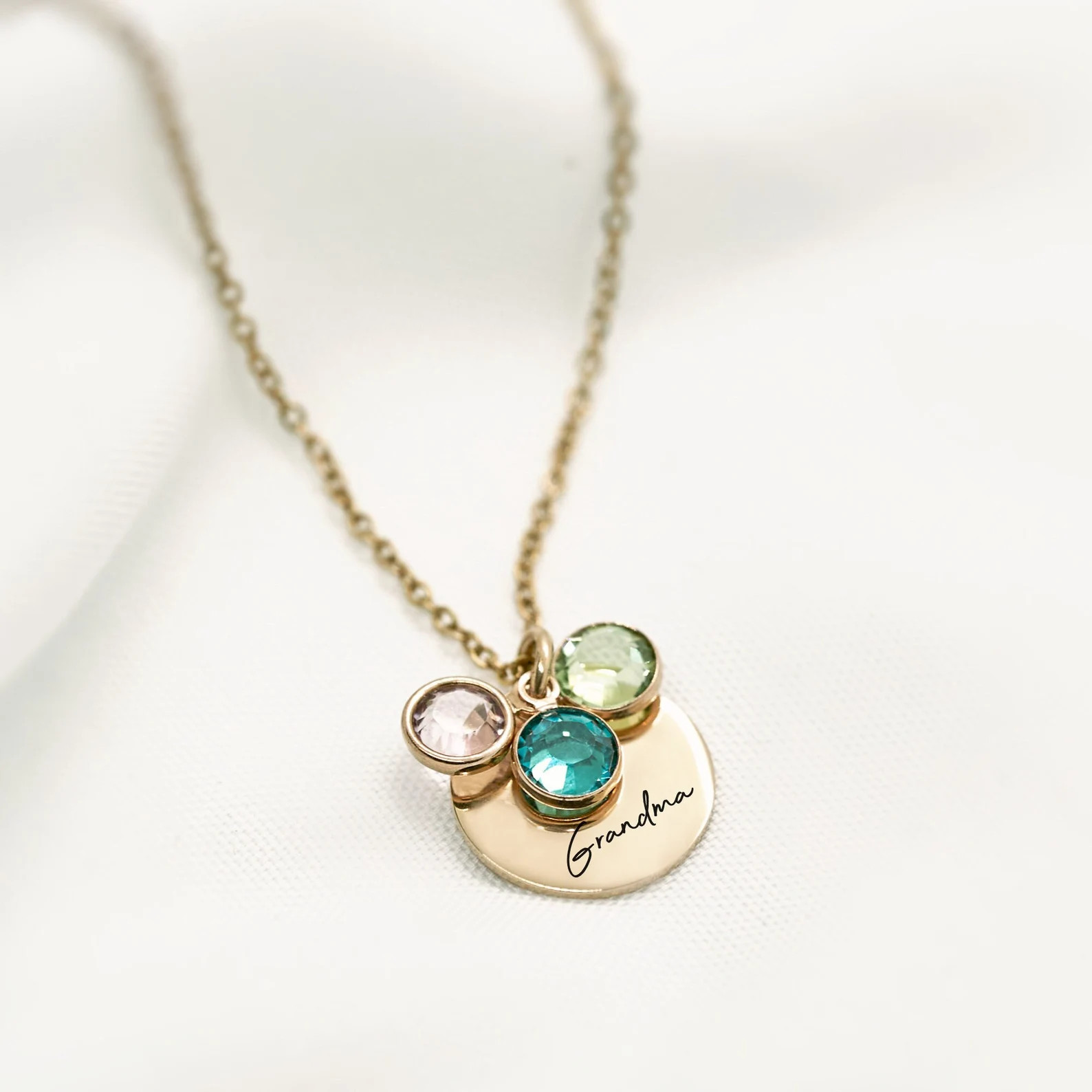 Grandma Necklace Custom Birthstones With Grandkids Birth - Etsy | Etsy (US)