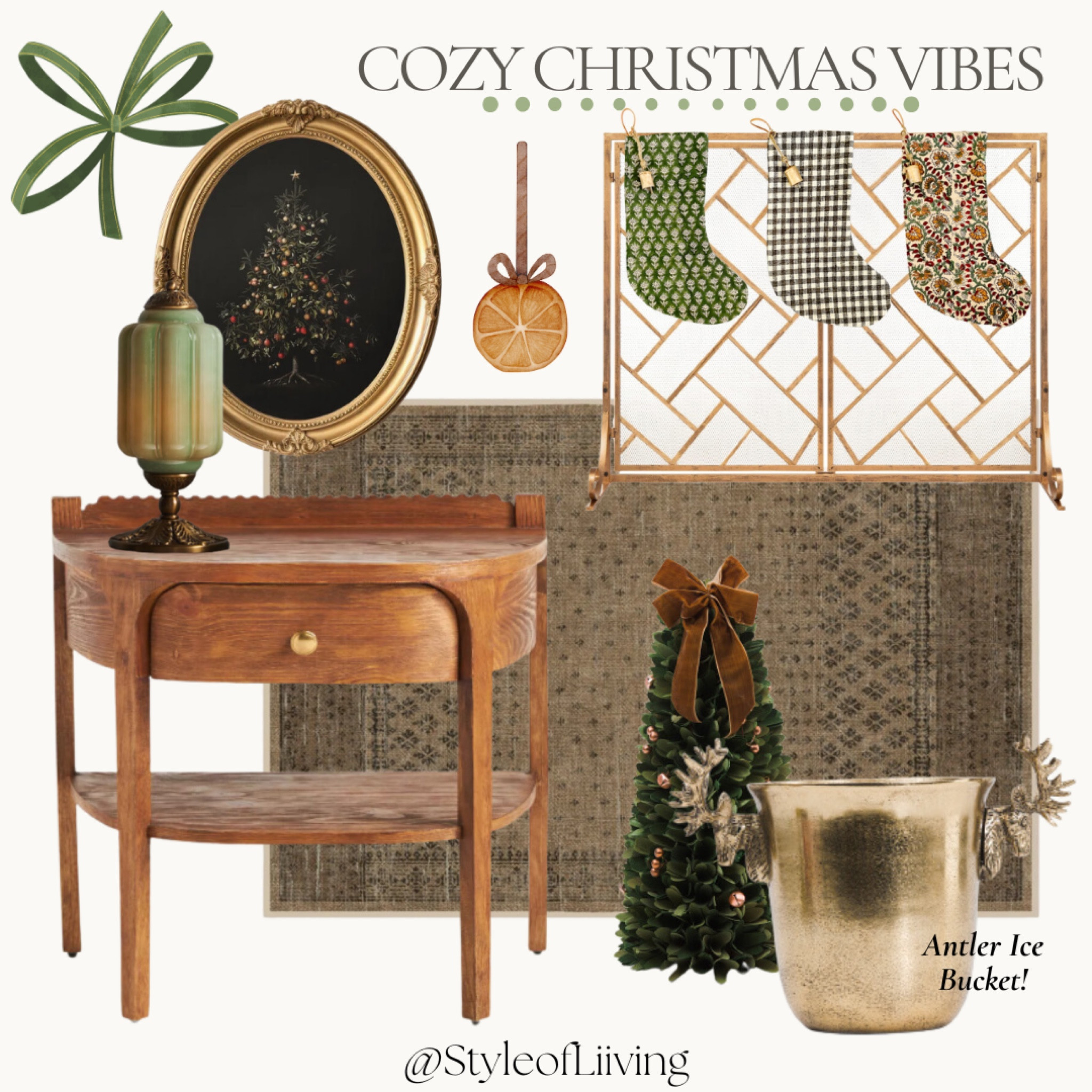 Cozy Christmas vibes!! I am obsessed with the fabrics used to make these vintage inspired Christmas stockings. I think it pairs nicely with the Eloise glass table lamp & the Aria nightstand in pine (both from Anthropologie)! And check out this Antler Ice Bucket from TJ MAXX!! 🎄🥰

#LTKHome #LTKSeasonal #LTKHoliday
