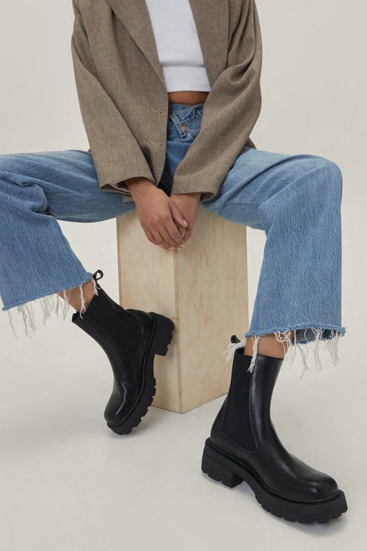 Chunky Cleated Faux Leather High Ankle Chelsea Boots | Nasty Gal UK (+IE)