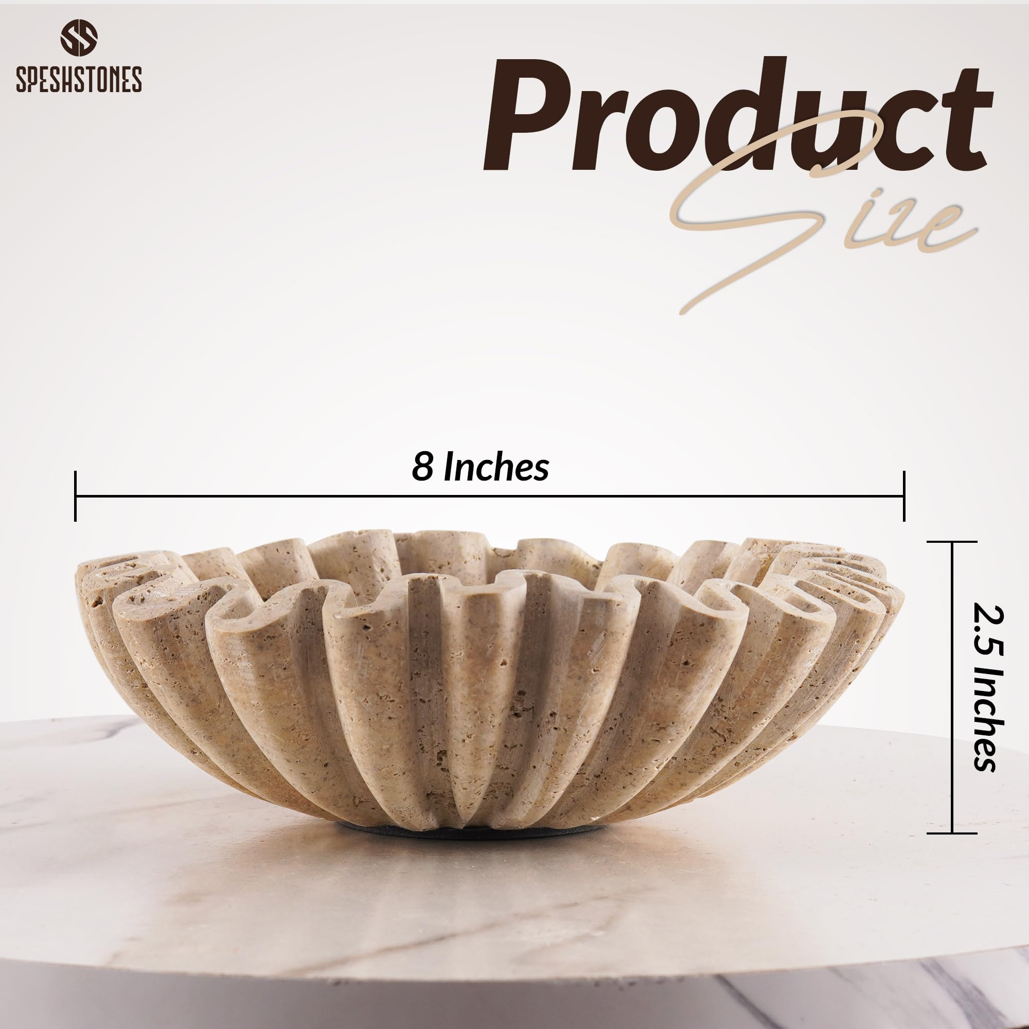 Ruffle Bowl 8'' Inches Travertine Handmade Fruit Holder Bowls For Kitchen, Ideal Fluted Ruffle De... | Amazon (US)