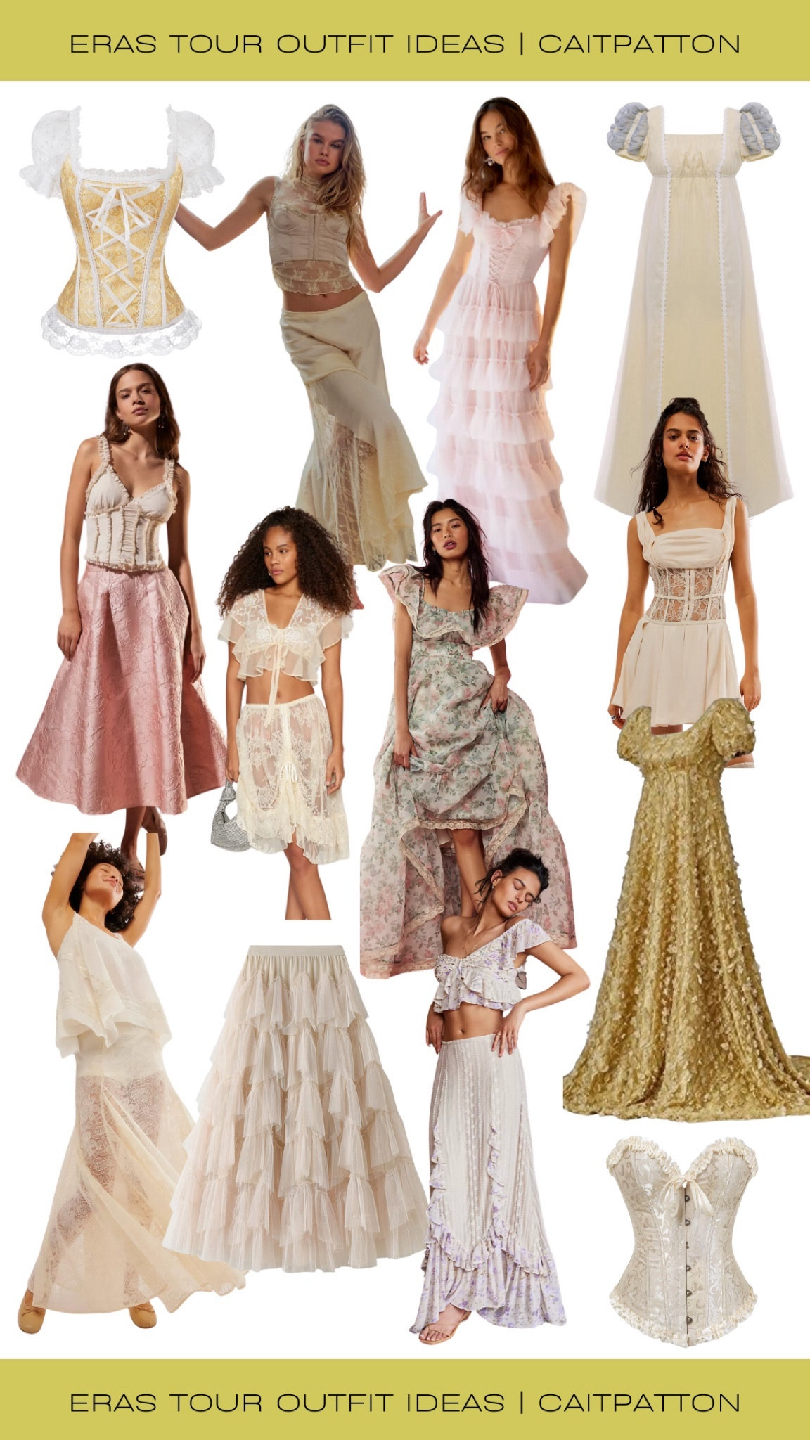 Love Story outfit ideas for the Eras Tour! Princess chic outfits for Fearless Era!

Princess dress, lace dress, lace set, coquette dress, coquette set, corset top, lace corset, lace two piece set, floral dress, regency dress, tulle skirt, corset dress, fairytale dress, regency dress, empire waist dress, eras tour outfit idea, eras tour outfit, fearless outfit idea, fearless outfit, fearless era outfit idea, fearless era outfit, fearless eras outfit, fearless eras outfit idea, taylor swift eras tour outfit, taylor swift eras tour outfit idea, taylor swift fearless outfit, Taylor swift fearless outfit idea 

#LTKstyletip #LTKfindsunder50 #LTKfindsunder100