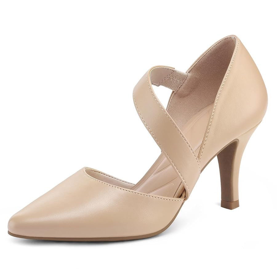 mysoft Women's Pointed Toe Low Stiletto Heel Dress Pumps Shoes - Available in Wide Sizes | Amazon (US)