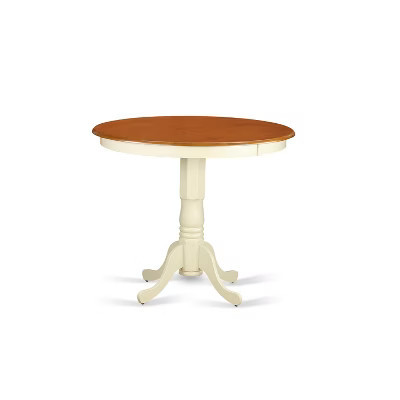 Coastal 5 Piece Kitchen Dining Set - Round Table & 4 Chairs - Buttermilk & Cherry Finish | Target
