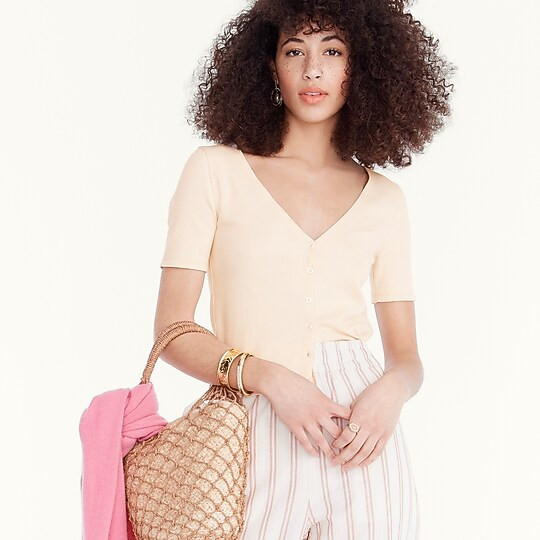 Ribbed V-neck cardigan top | J. Crew US