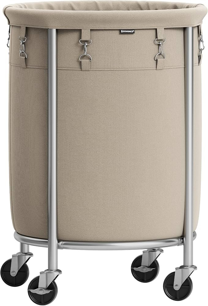 SONGMICS Laundry Basket with Casters, Rolling Laundry Hamper, 29 Gal., Round Laundry Cart with St... | Amazon (US)