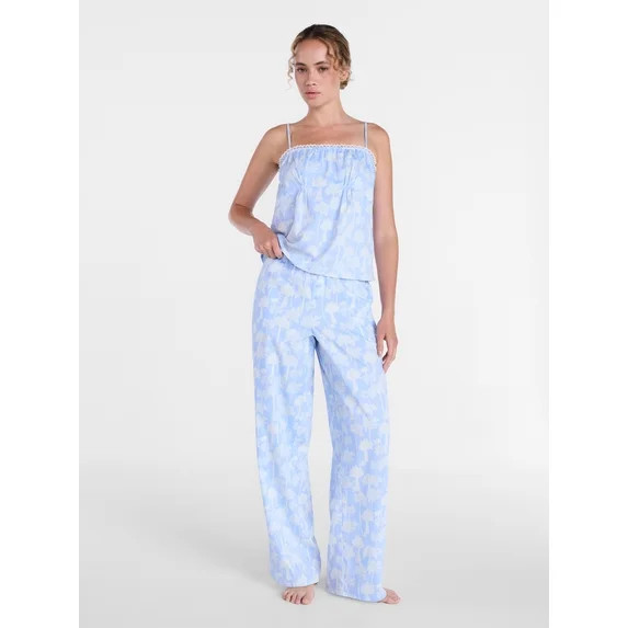 Joyspun Women's Poplin Pajama Pants, 31'' Inseam, Sizes XS-3X | Walmart (US)