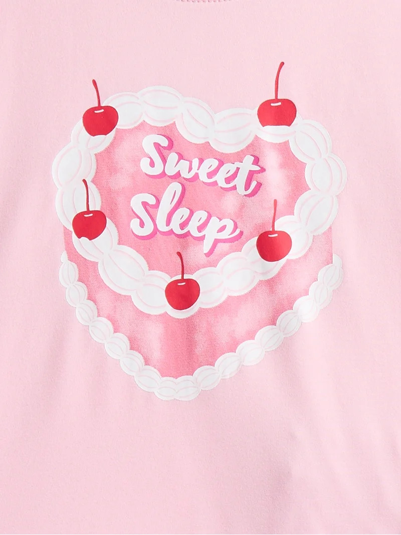 Wonder Nation Girls Short Sleeve Tee and Shorts Pajama Set, 2-Piece, Sizes 4-18 | Walmart (US)