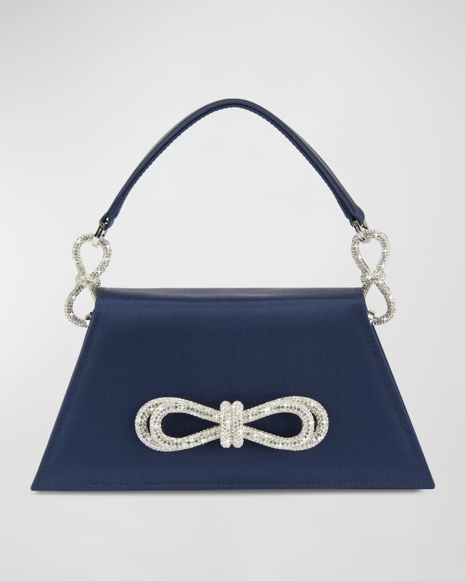 Samantha Embellished Bow Satin Top-Handle Bag | Neiman Marcus