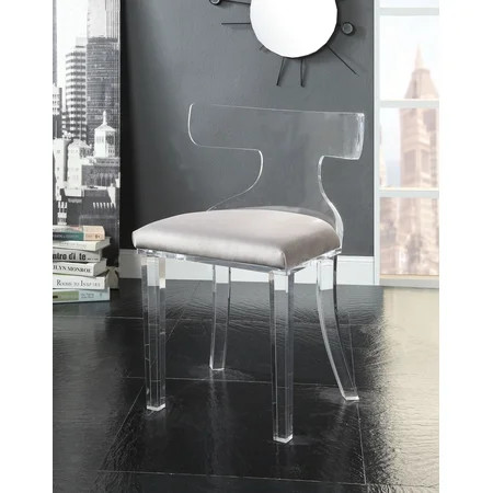 ACME Bradley Accent Chair in Gray in Gray Velvet and Clear Acrylic | Walmart (US)