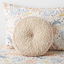 Tucker Sherpa Round Kids Throw Pillow by Jeremiah Brent + Reviews | Crate & Kids | Crate & Barrel