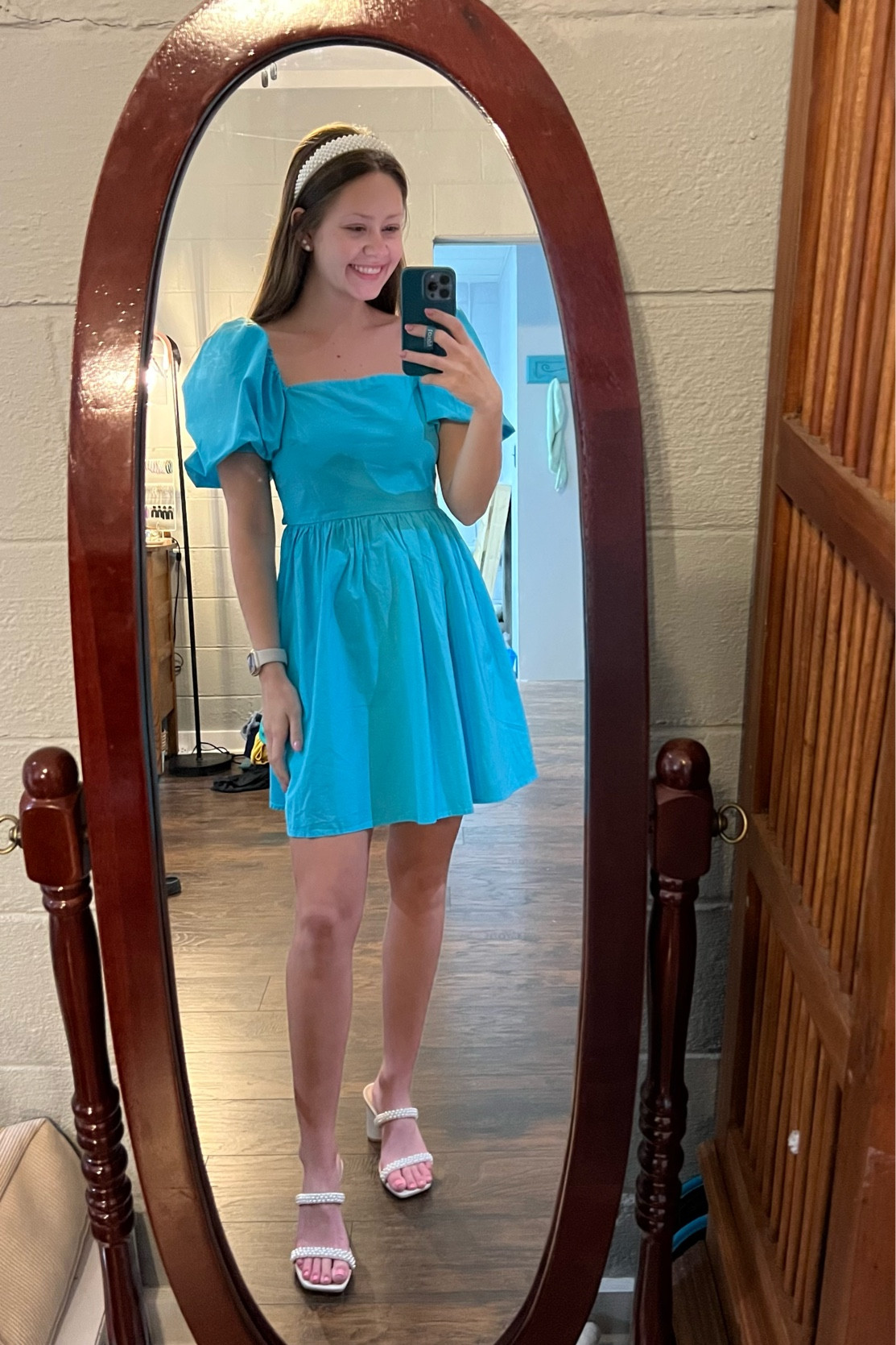 Spring Dress! Beautiful blue dress from Target! I’m wearing an xs! The dress has pockets! Pearl heels are also from Target. Size up 1/2 a size-1 size in the shoes! 

Easter dress, Vacation dress, wedding guest dress, spring dress! 

#LTKfit #LTKshoecrush #LTKSeasonal