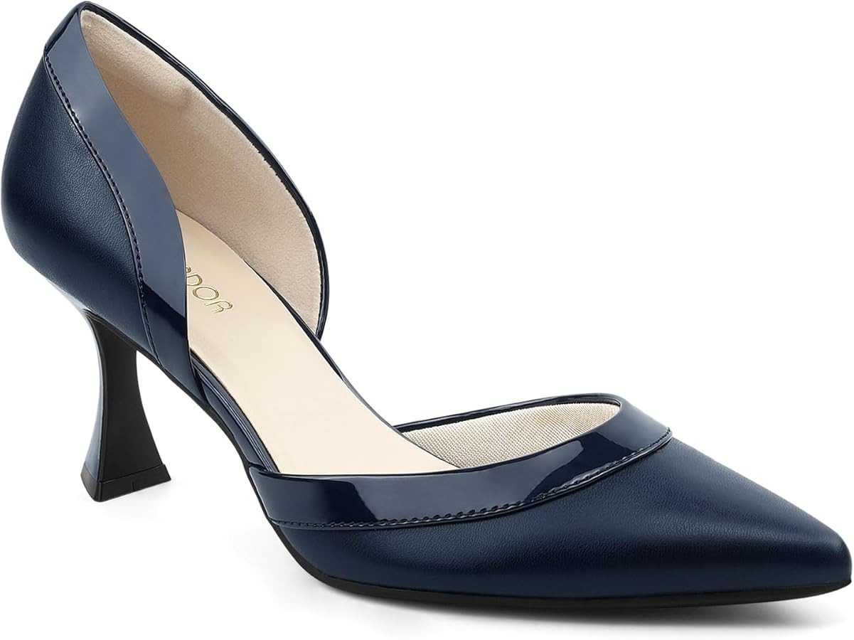 JENN ARDOR Women's Pumps Low Heels Pointed Closed Toe Kitten Dress Shoes for Women Comfortable St... | Amazon (US)