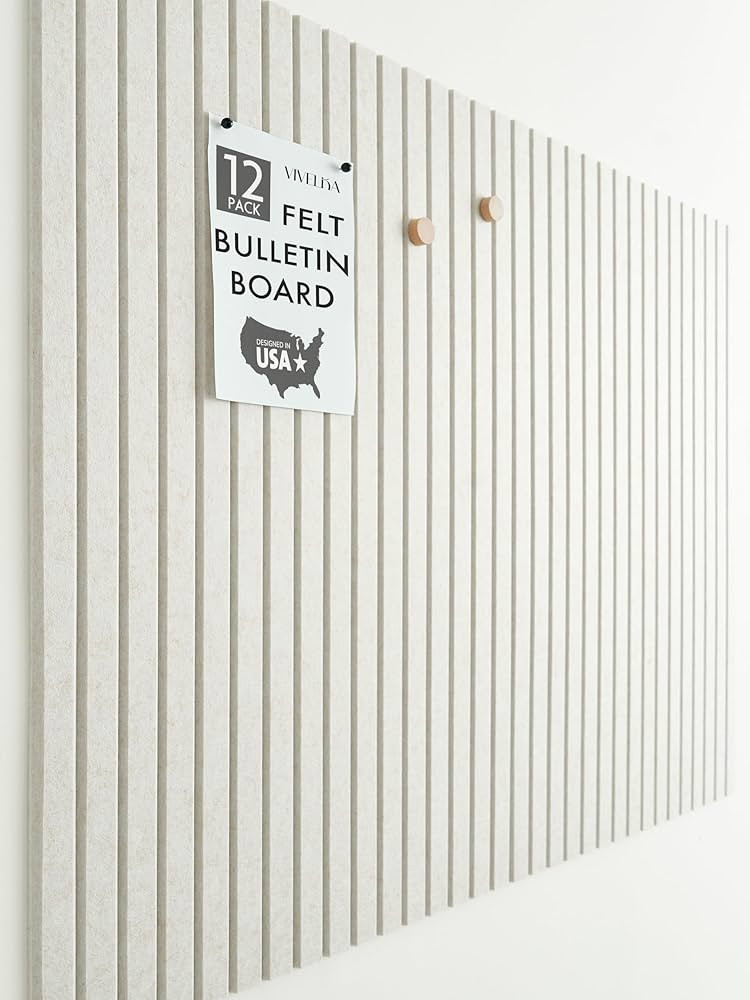 Large Cork Boards for Walls Black Felt Board Alternative - Slat Wall Paneling, Felt Bulletin Boar... | Amazon (US)