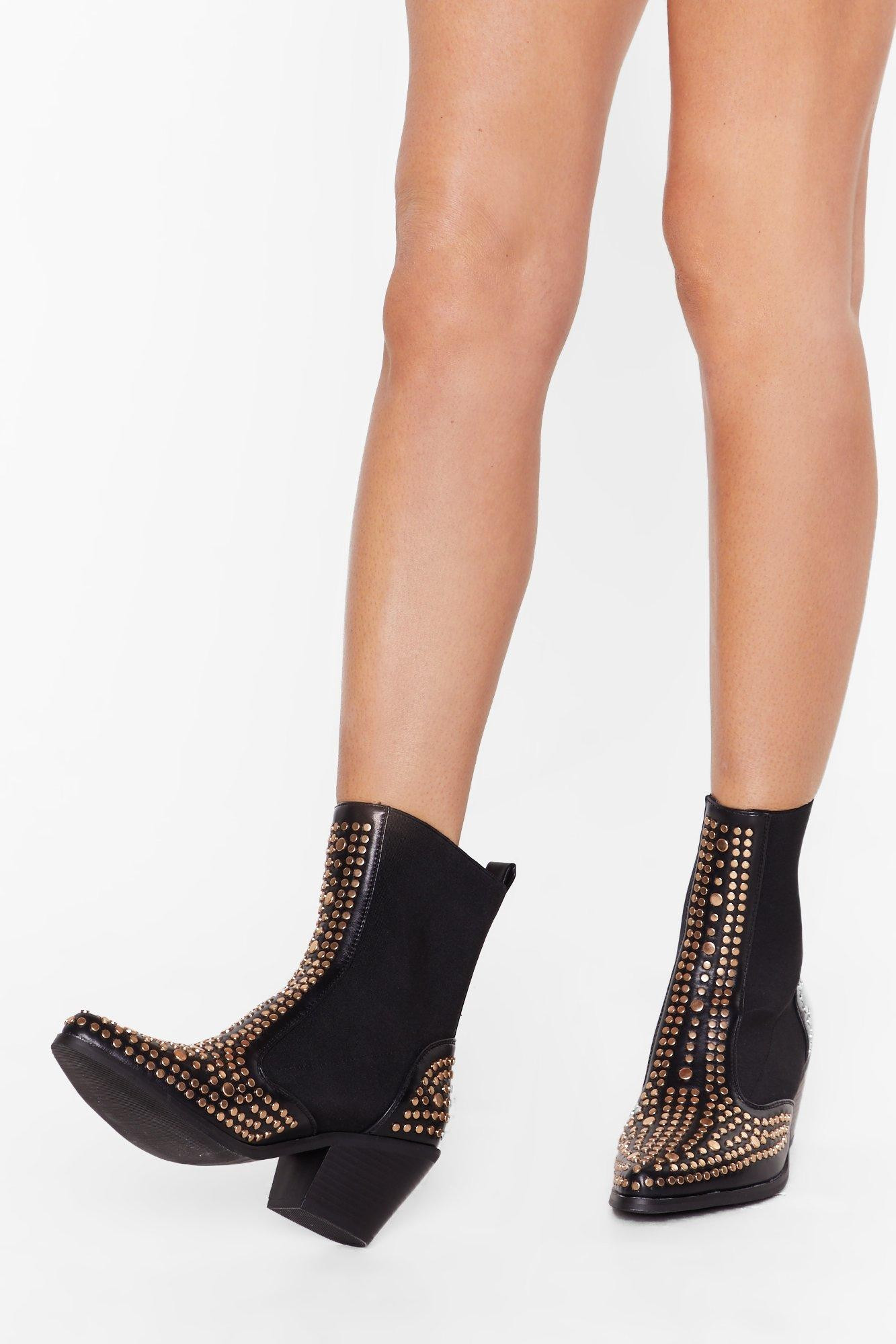 One Point Perspective Studded Chelsea Boots | NastyGal (US & CA)