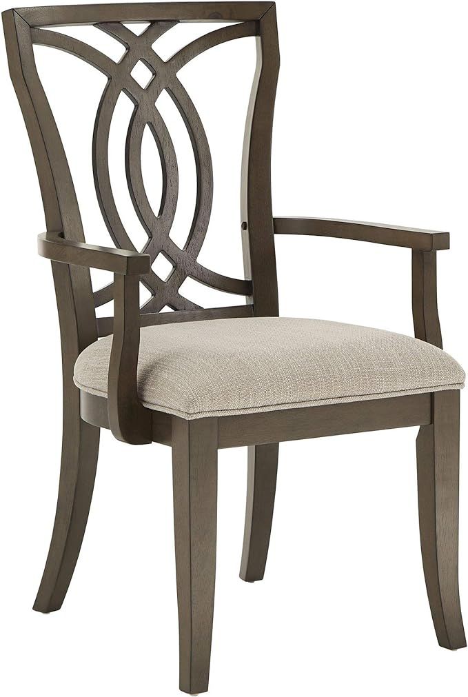 Union 5 Home Dark Walnut Finish, Beige Fabric Upholstery, Arm Chair (Set of Two) | Amazon (US)