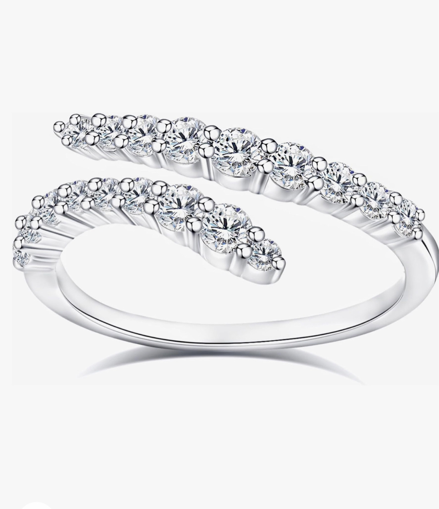 Sterling Silver Stackable Engagement Rings Moissanite Diamond Open Eternity Wedding Band for Women Size 5-10