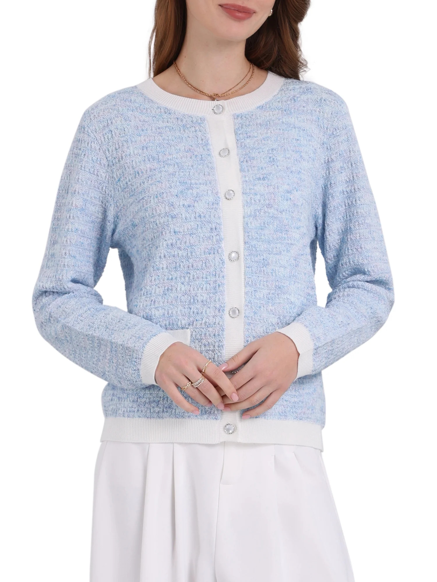 INSPIRE CHIC Women's Elegant Cardigan Sweaters Spring Fall Long Sleeve Knit Ribbed Jacket S Light... | Walmart (US)