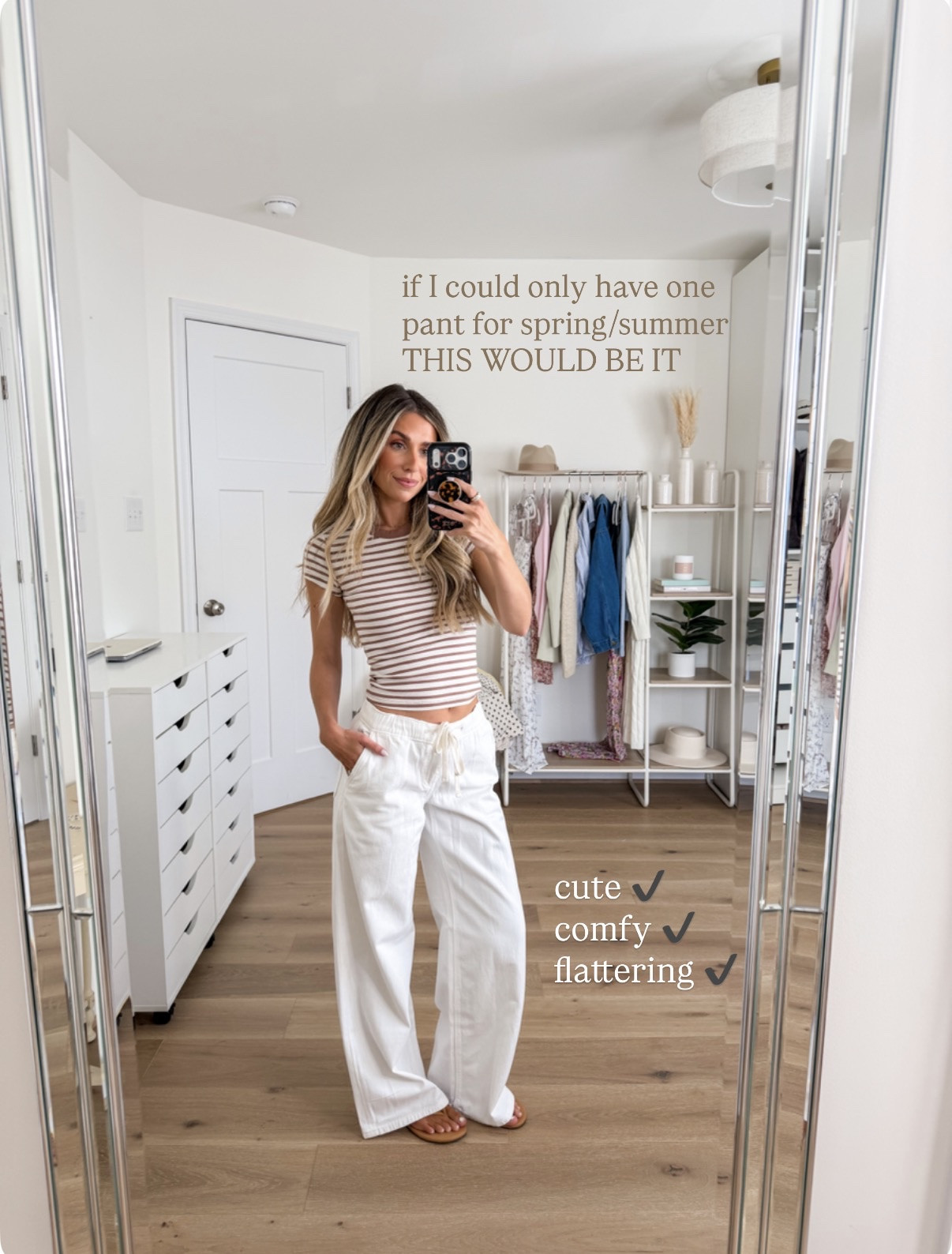 cute and casual spring outfit — I’ve been living in these white wide leg pants! Size xxs! Baby tee is so cute too and comes in a bunch of color options 

#LTKPetite #LTKSaleAlert #LTKSeasonal